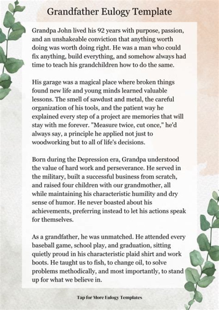 Discover The Art Of Crafting A Grandpa Eulogy That Inspires