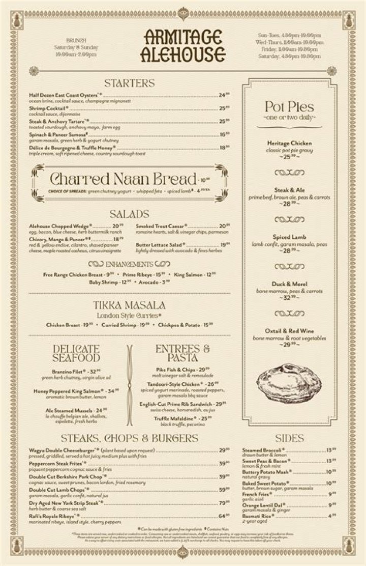 The Armitage Alehouse Brunch Menu: Where Pub Comfort Meets Unexpected Indian Flavors